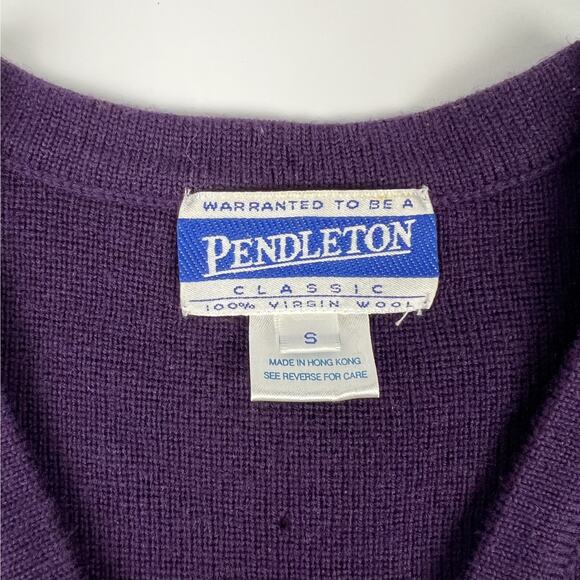 Vintage Pendleton Purple Embroidered 100% Wool Cardigan Women’s Small - Picture 2 of 11